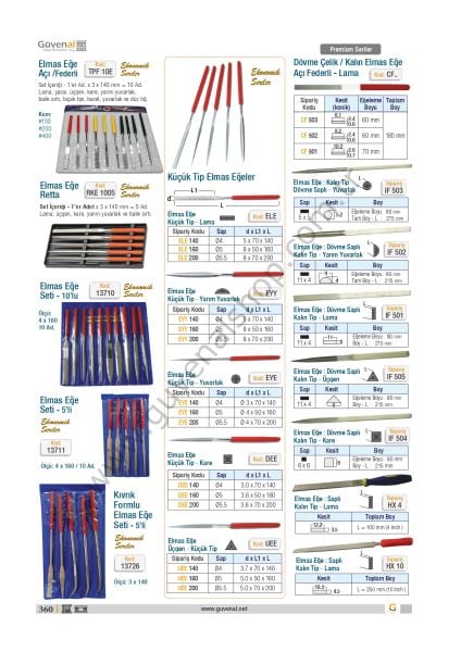 Elmas Eğe Seti - 10’lu