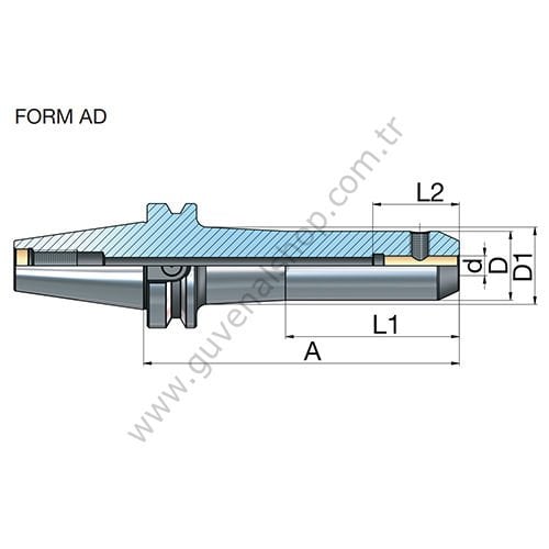 BT 50 Veldon Tutucu DIN 6359 Silindirik Şaftlı 1835-B Form AD/B