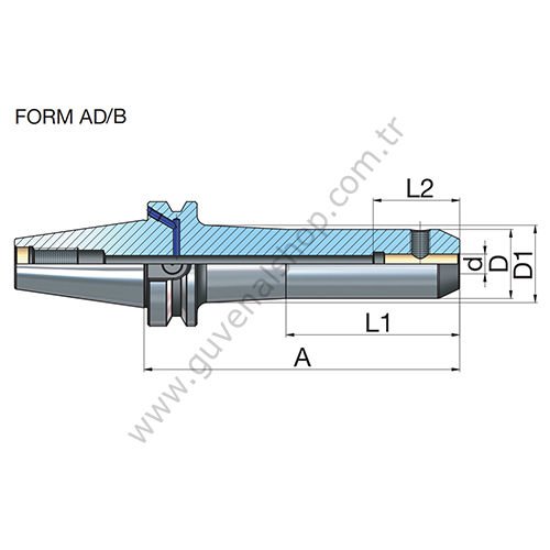 BT 50 Veldon Tutucu DIN 6359 Silindirik Şaftlı 1835-B Form AD/B