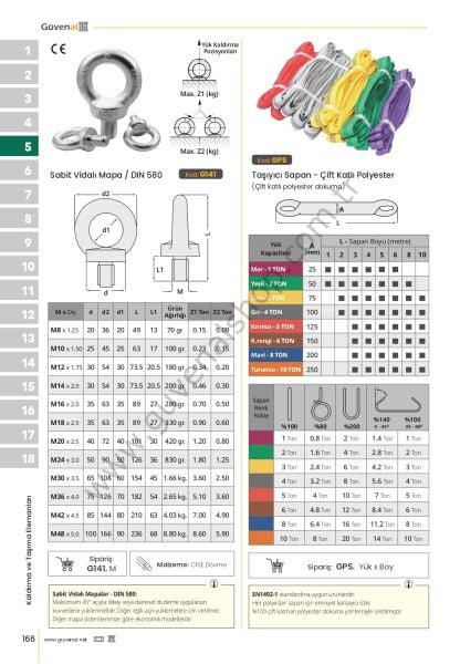 G141 Sabit Vidalı Kaldırma Mapası