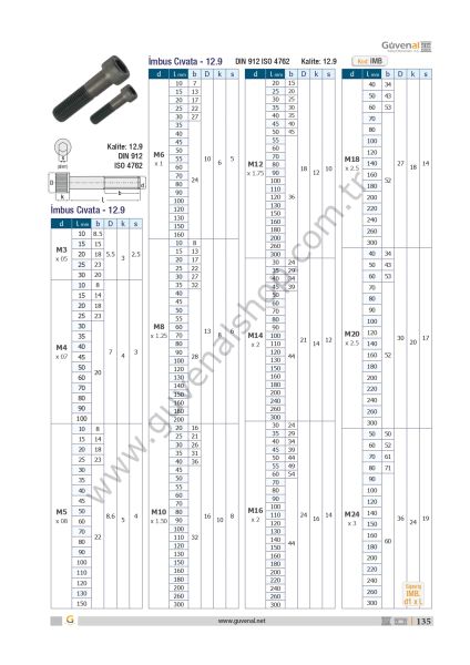 IMB İmbus Cıvata  (M3 ~ M16)