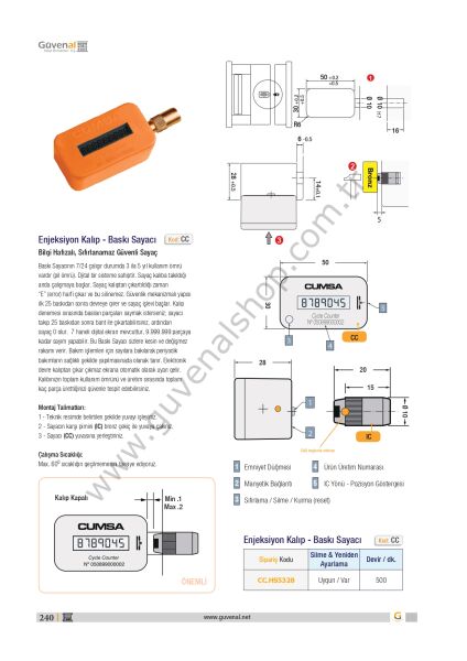 CC Enjeksiyon Kalıp Baskı Sayacı
