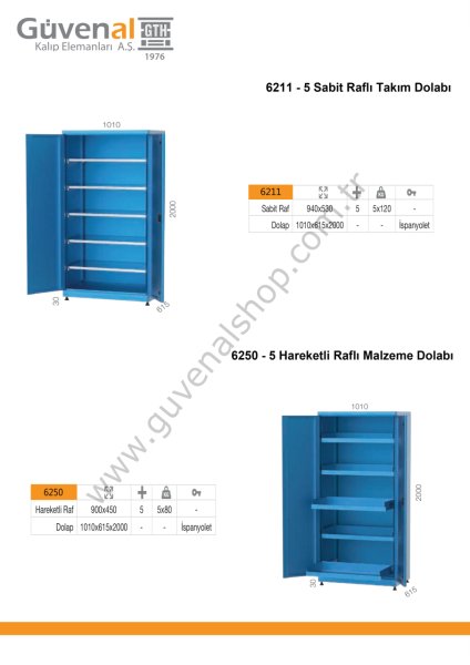 6250 - 5 Hareketli Raflı Malzeme Dolabı