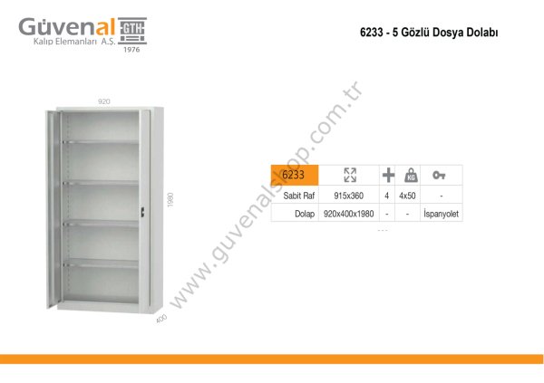 6233 - 5 Gözlü Dosya Dolabı
