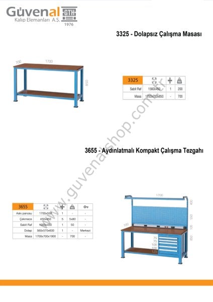 3325 - Dolapsız Çalışma Masası
