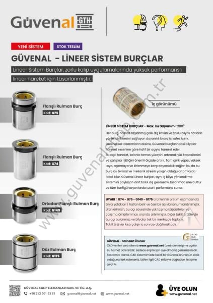 G74 Şapkalı Rulman Burç, Lineer Sistem