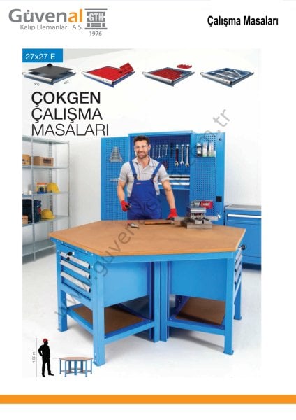 3840 - 3 Dolaplı 15 Çekmeceli Altıgen Masa