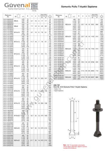 1610 Somunlu Pullu T-Ayaklı Saplama