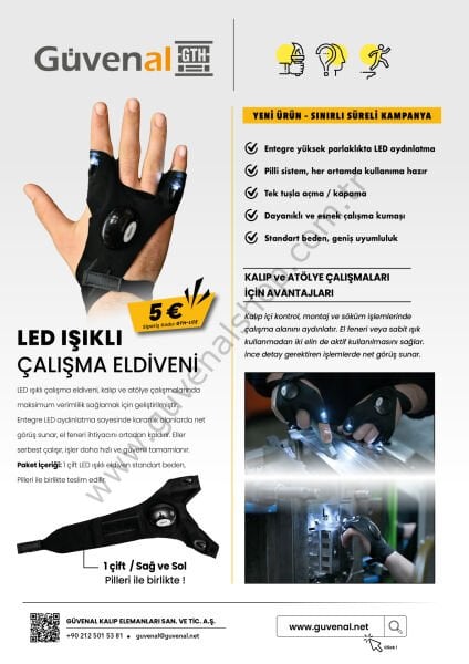 Led Işıklı Çalışma Eldiveni