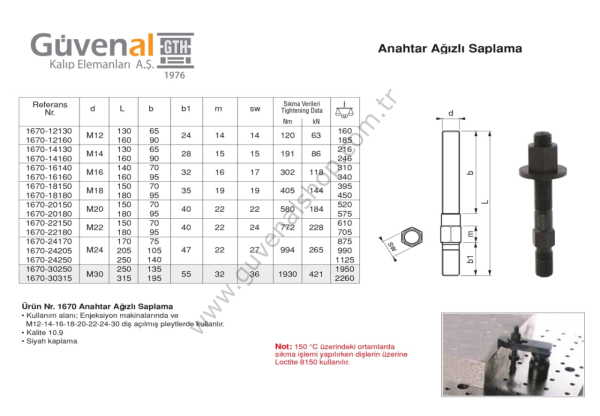 1670 Anahtar Ağızlı Saplama