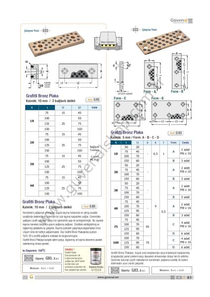 G83 Grafitli Bronz Plaka
