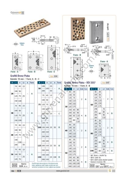 G84 Grafitli Bronz Plaka
